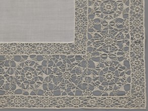 Doily, geometric ornaments, rosettes ornament, doilies. Smooth center. Edge made of white linen