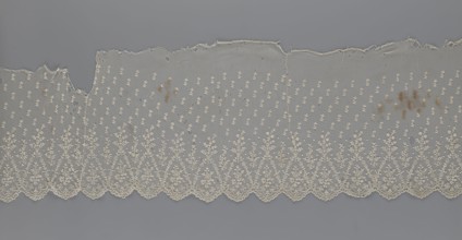 Lace fragment - shuttlecock, mid-19th century, France; lace; clothing accessory shuttlecock; lower