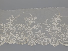 Lace fragment — shuttlecock;, Purchased provenance. Fashion accessory; needle lace and bobbin lace;