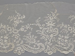 Lace fragment — shuttlecock, purchase provenance; fashion; clothing accessories. Needle lace and