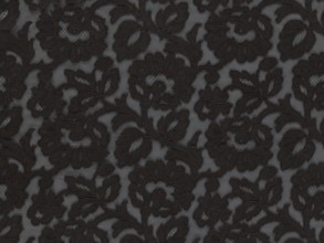 Cape, lace, in the form of a square with two wide, elongated lace ties. Continuous floral ornament