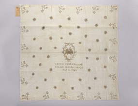 Church napkin. Linen napkin with a rare plain weave 34 warp and weft threads per 1 cm, embroidered