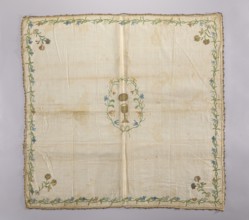 Church napkin. Napkin made of linen fabric with a rare plain weave. Embroidered with chain stitch