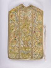 Chasuble, provenance unknown. Embroidered chasuble with birds, flowers, and fruit ornament;
