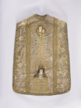 Chasuble;, Madonna and Child; St. Bridget 1303–1373. Slepowron coat of arms; coats of arms: