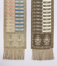 Kontusz sash. Semi-solid, four-sided sash with plant and flower-bush ornament; bipartite heads with
