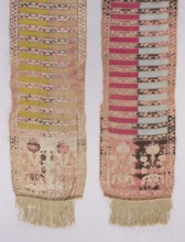 Silk kontusz sash, four-sided, c. 1787–1794. Likely made by Szczepan Filsjean Manufactory Kobylka.
