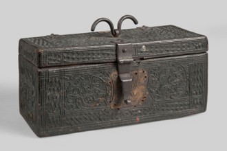 Casket, plant decoration, shields, dates, geometric ornament, early 16th century, possibly France,
