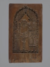 Double-sided gingerbread mould. Obverse: baptism scene; reverse: floral ornament. Genre scenes;