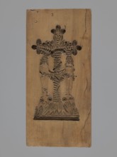 Double-sided gingerbread mould. Obverse: Adam and Eve in paradise—naked figures standing under the