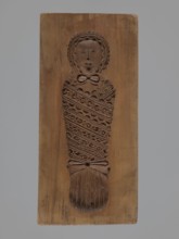 Double-sided gingerbread mould. Obverse: Adam and Eve in paradise; Reverse: baby in swaddling