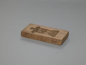 Double-sided gingerbread mould, rectangular. Obverse: Adam and Eve in paradise—naked figures