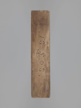 Double-sided gingerbread mould. Obverse: female figure in a long, patterned, richly decorated