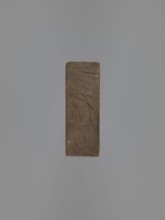 Double-sided gingerbread mould. Obverse: female figure in a long, patterned, richly decorated