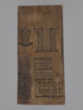 Double-sided gingerbread mould. Obverse: figure of a bearded man in patterned clothes, richly