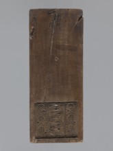 Double-sided gingerbread form. Obverse: figure of an angel with the alphabet. Reverse: various