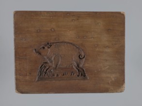 Double-sided gingerbread mould. Obverse: board with letters of the alphabet; reverse: image of a