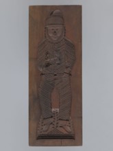 Double-sided gingerbread form. Obverse: male figure with a chalice in hand; reverse: baby in