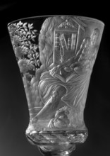 Chalice, glass, 1736–1744. Height 17.2 cm; width 7.7 cm. Round foot, slightly raised, trace of
