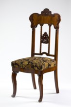 Chair, acanthus ornament, plant decoration, Louis Philippe style, mahogany chair with a padded seat