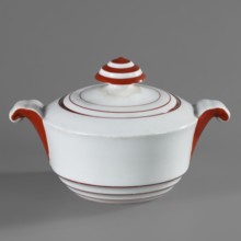 Sugar bowl with lid, Baltyk model, Cmielów faience and porcelain factory; 1804–, maker: Marcinek,