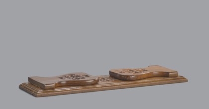 Bookstand, origin, Hebrew; Jerusalem cross iconography; used for pilgrimages. Rectangular bookstand