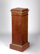 Pedestal cabinet, single-leaf with a drawer at the top, supported by a prominent plinth; veneered