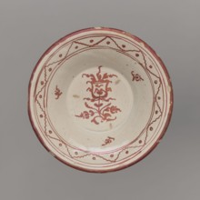 Bowl, unspecified manufacturer; mirrors decoration; geometric-floral ornament; bowl decorated on
