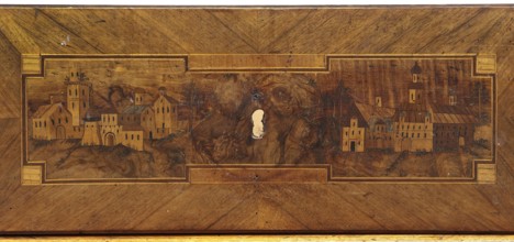 Chest of drawers, revindication provenance, roses, classicism style, vedute, geometric ornament,