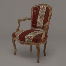 Armchair, rococo, flowers, geometric ornament, ca. 1760, France; piece of furniture seating piece;