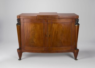 Cabinet, Empire style, mahogany veneered and polished, 1815–1825, Warsaw, one-piece cabinet with