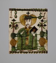Tile, tiles, Hutsulshchyna, stoves, saints, date: 1851, with a representation of a saint, region: