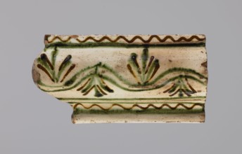 Cornice tile fragments 4, tile cullet; painted with a wavy twirl pattern; 19th century; Hutsul