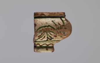 Cornice tile — fragments, four; maker, tile cullet; stoves; plant decorations; Hutsul region;