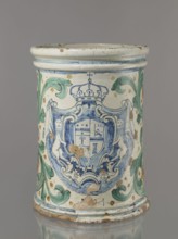 Vessel - cache-pot flowerpot in the shape of a cylindrical flowerpot with profiled rollers at the