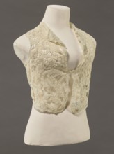 Bodice, lace; bodices, women's clothing, fashion. In a pattern of rosettes connected by large