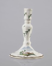 Candlestick, Prószków Slaski faience factory 1763–1853. Candlestick in the shape of a polygonal