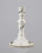 Candlestick, Prószków Slaski faience factory; 1763–1853. Candlestick in the shape of a polygonal