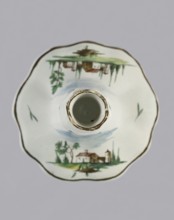 Candlestick, Prószków Slaski faience factory 1763–1853. Candlestick in the shape of a polygonal