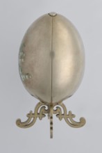 Easter egg, lilies of the valley, flowers, silver egg, smooth, composed of two opening halves on a