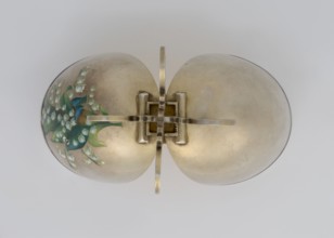 Easter egg, lilies of the valley, flowers; silver egg, smooth, composed of two opening halves on a