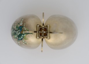 Easter egg, lilies of the valley and forget-me-nots motifs, silver egg, smooth, composed of two