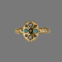 Ring by Romain Doreau fl. 1848–1863, jeweler. Oval gold ring with a band that widens slightly and