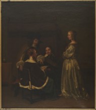 Reading a letter, Borch, Gerard ter, II 1617-1681 painter workshop, interiors, genre scenes, Dutch