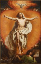 Ascension, Jan Matejko 1838–1893. Against the background of a red-orange burning heart, a youthful