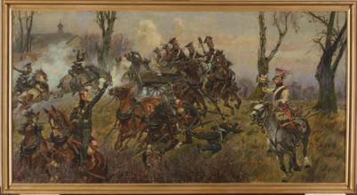 Battery on Fire - Raszyn, Kossak, Wojciech 1856-1942 painter, provenance unknown, Raszyn Masovian