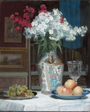Still Life with a Bouquet of Phloxes, Krasnodebski, Piotr Hipolit 1876–1928 painter, realism style,
