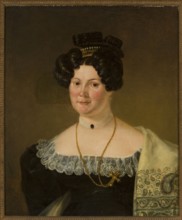 Portrait of Sara Catarine Lorentz, Berggren, Peter 1792-1848 painter, neutral background, female