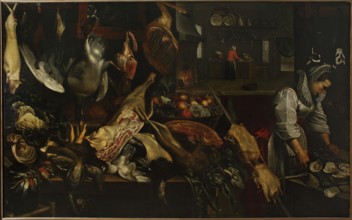 Kitchen interior, Snijders, Frans 1579-1657 painter, Flemish painting, still lifes, genre scenes in