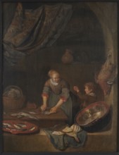 Woman and child skinning fish; Quiringh van Brekelenkam imitator of post 1622/1630–1669/1679; 17th